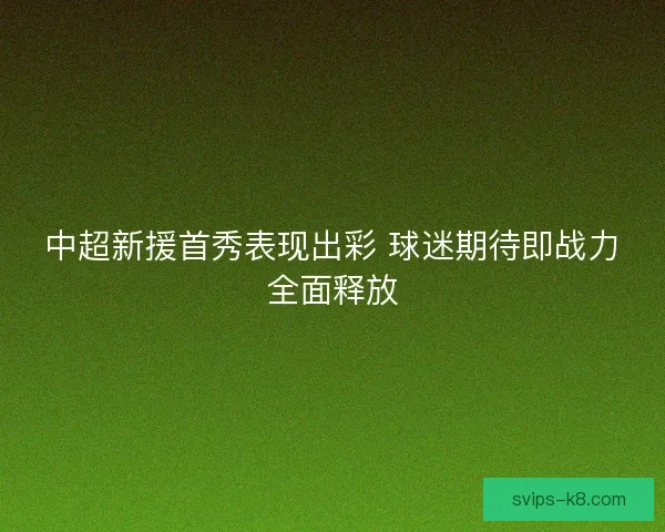 中超新援首秀表现出彩 球迷期待即战力全面释放